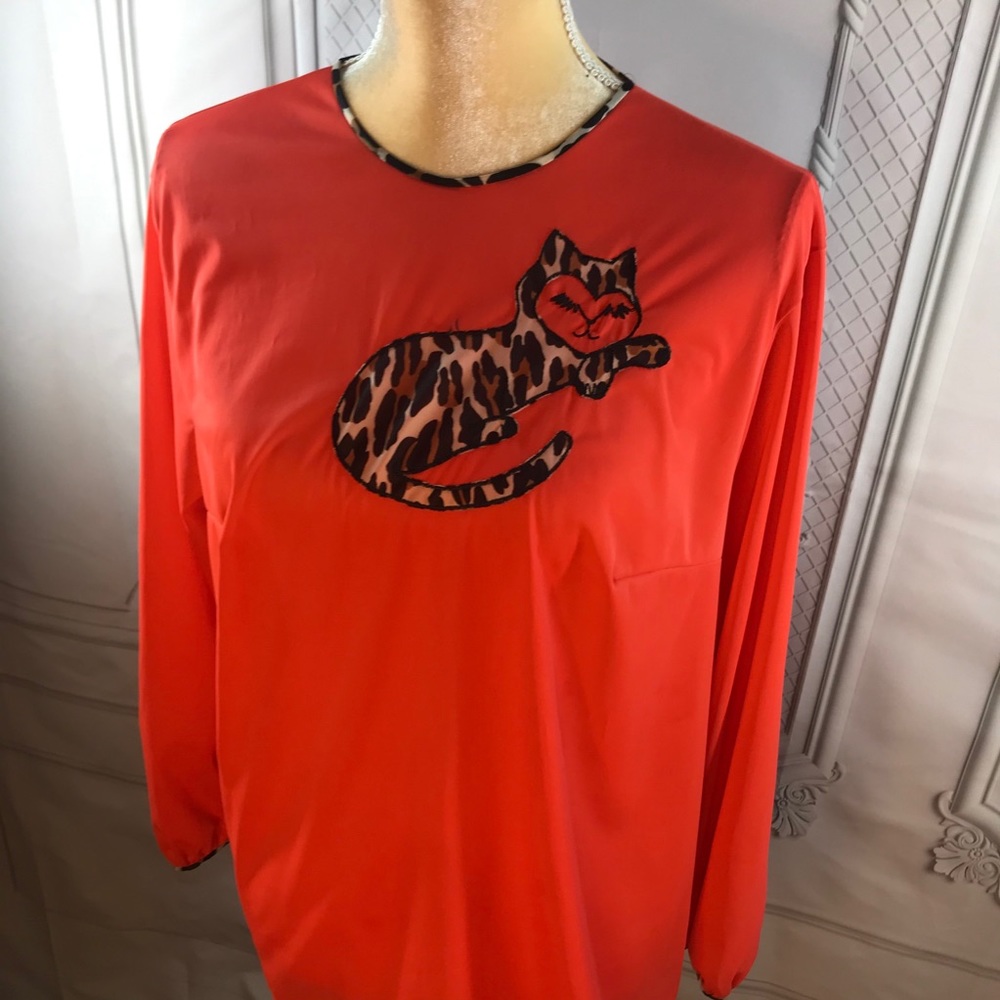 Vintage 60s Leopard Cheetah Kitty Pajama Top Nylon